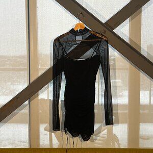 Cecilia House of CB Black Mesh Cutout Mini Dress